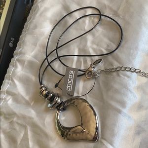 Chico’s long adjustable silver necklace